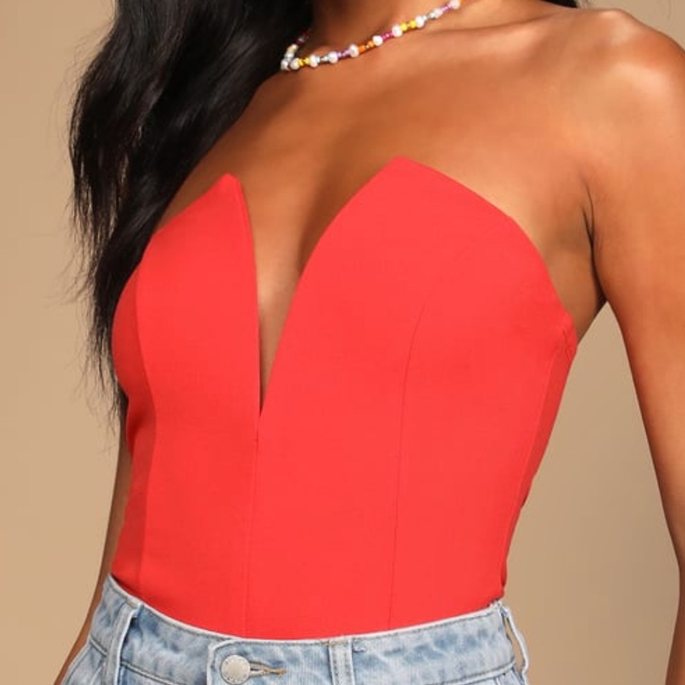Lulus Red Strapless bodysuit